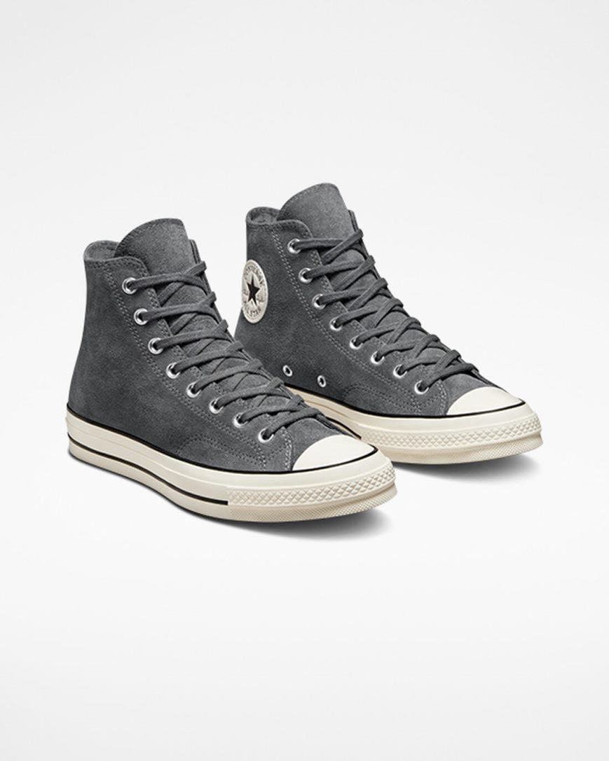 Zapatillas Altas Converse Chuck 70 Suede Hombre Gris Negras | PE L705P2